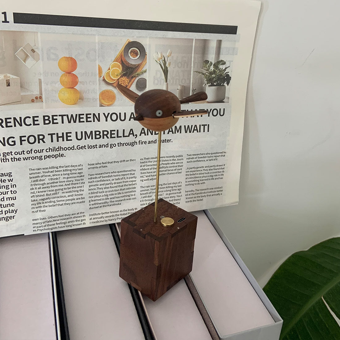 Wooden Long-Tailed Tit Bird Bionic Biological Dynamic Model, Office & Home Desktop Relaxation Decor - VICTMAX