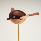 Wooden Long-Tailed Tit Bird Bionic Biological Dynamic Model, Desktop Relaxation Decor - VICTMAX