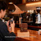Wooden Manta Ray Bionic Marine Biological Dynamic Model, Desktop Relaxation Decor Applicable Scenarios- VICTMAX