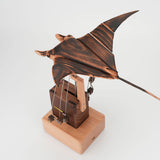 Wooden Manta Ray Bionic Marine Biological Dynamic Model, Desktop Relaxation Decor - VICTMAX