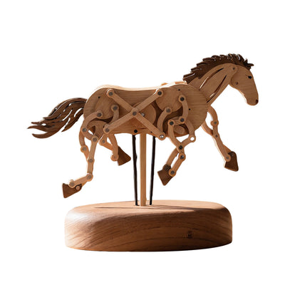 Handcrafted Wooden Mechanical Running Horse Dynamic Motion Desk Decor - VICTMAX