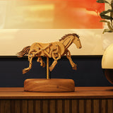 Handcrafted Wooden Mechanical Running Horse Dynamic Motion Desk Decor - VICTMAX