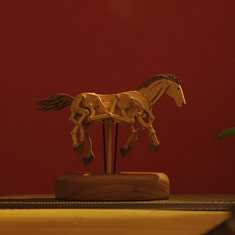 Handcrafted Wooden Mechanical Running Horse Dynamic Motion Desk Decor - VICTMAX