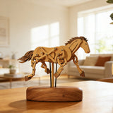 Handcrafted Wooden Mechanical Running Horse Dynamic Motion Desk Decor - VICTMAX