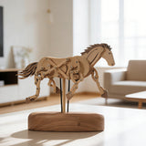 Handcrafted Wooden Mechanical Running Horse Dynamic Motion Desk Decor - VICTMAX