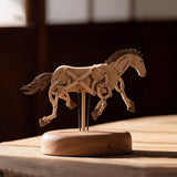 Handcrafted Wooden Mechanical Running Horse Dynamic Motion Desk Decor - VICTMAX