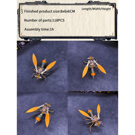 3D Metal Robotic Scarab Beetle Model Kit 118PCS Bionic Metal Insect Assembly Sculpture - VICTMAX