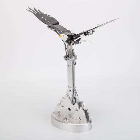 Assembled metal mechanical bird model with dynamic flapping wings, kinetic sculpture desk decoration and collectible display - VICTMAX