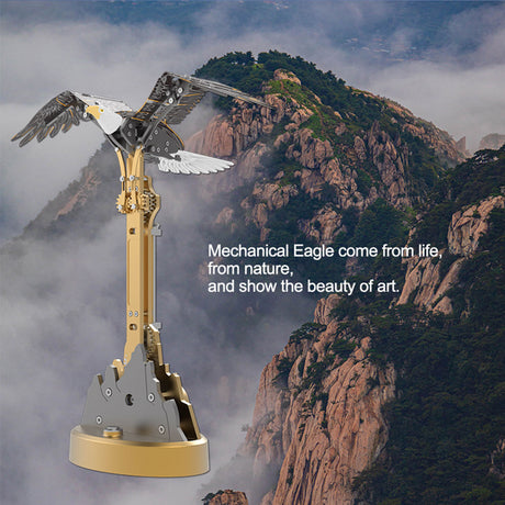 3D Metal Mechanical Bird Model Kit, Motorized Flapping Wings, DIY Aluminum Alloy Assembly Puzzle, Kinetic Sculpture Desk Decor for Adults - VICTMAX