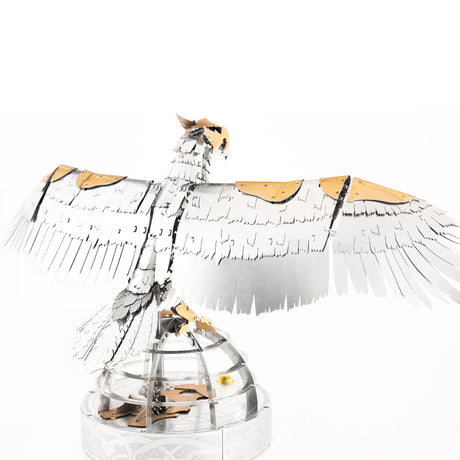 3D Metal Mechanical Bird Model Kit assembled in armor finish, stainless steel steampunk DIY puzzle with display base for desktop decoration and collection - VICTMAX