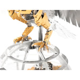 3D Metal Mechanical Bird Model Kit assembled in golden armor finish, stainless steel steampunk DIY puzzle with display base for desktop decoration and collection - VICTMAX