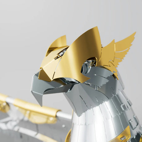 3D Metal Mechanical Bird Model Kit assembled in armor finish, stainless steel steampunk DIY puzzle with display base for desktop decoration and collection - VICTMAX