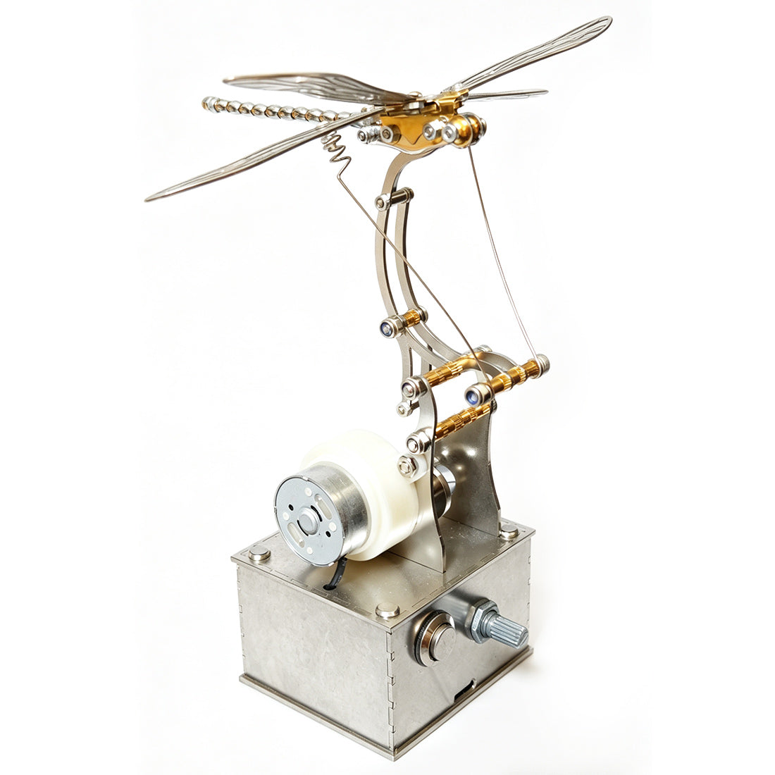 Mechanical Dragonfly Model with Flapping Wings Dynamic Metal Sculpture - VICTMAX