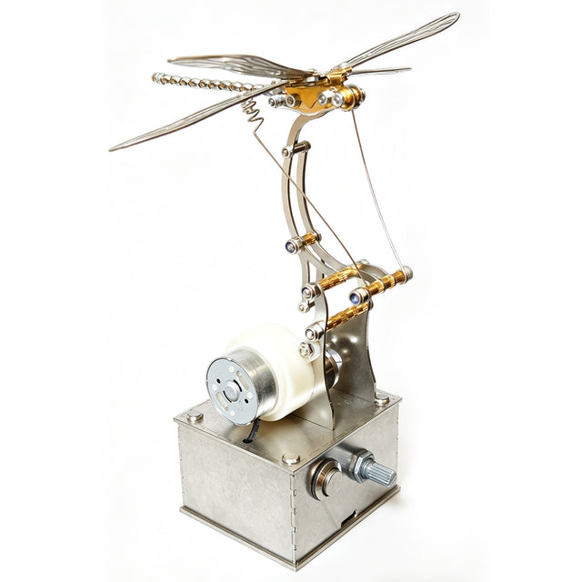 Mechanical Dragonfly Model with Flapping Wings Dynamic Metal Sculpture - VICTMAX