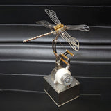 Stainless Steel Mechanical Dragonfly Sculpture Desktop Display Decor - VICTMAX