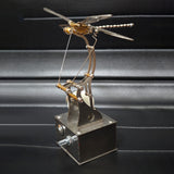 Mechanical Dragonfly Model with Flapping Wings Dynamic Metal Sculpture - VICTMAX