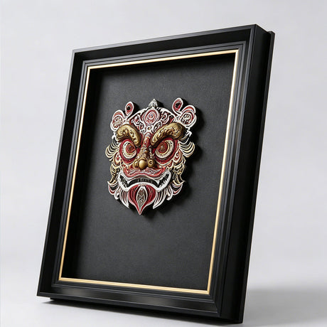 Completed Metal Mythical Beast Wall Art Display with Black and Gold Frame - VICTMAX