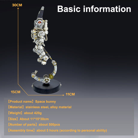 3D Metal Puzzle Aerospace Rabbit Model Kit 500PCS DIY Assembly Sci-Fi Mechanical Sculpture - VICTMAX
