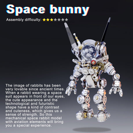 3D Metal Aerospace Rabbit Model Kit 500PCS DIY Assembly Sci-Fi Mechanical Sculpture - VICTMAX