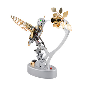 Metal Steampunk Mechanical Bird Model Kit, 250+PCS DIY Assembly with Moving Wings, LED Eyes, Bird Sounds and Exposed Gears - VICTMAX