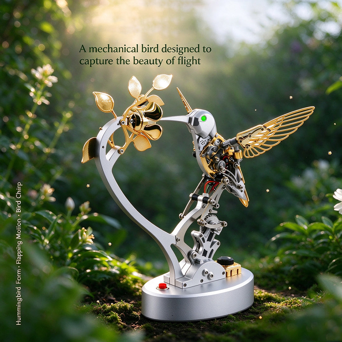 Metal Steampunk Mechanical Bird Model Kit, 250+PCS DIY Assembly with Moving Wings, LED Eyes, Bird Sounds and Exposed Gears - VICTMAX