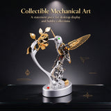 Metal Steampunk Mechanical Bird Model Kit, 250+PCS DIY Assembly with Moving Wings, LED Eyes, Bird Sounds and Exposed Gears - VICTMAX