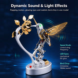 Metal Steampunk Mechanical Bird Model Kit, 250+PCS DIY Assembly with Moving Wings, LED Eyes, Bird Sounds and Exposed Gears - VICTMAX