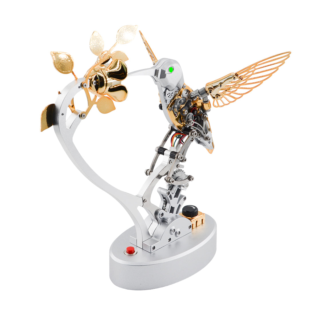 Metal Steampunk Mechanical Bird Model Kit, 250+PCS DIY Assembly with Moving Wings, LED Eyes, Bird Sounds and Exposed Gears - VICTMAX