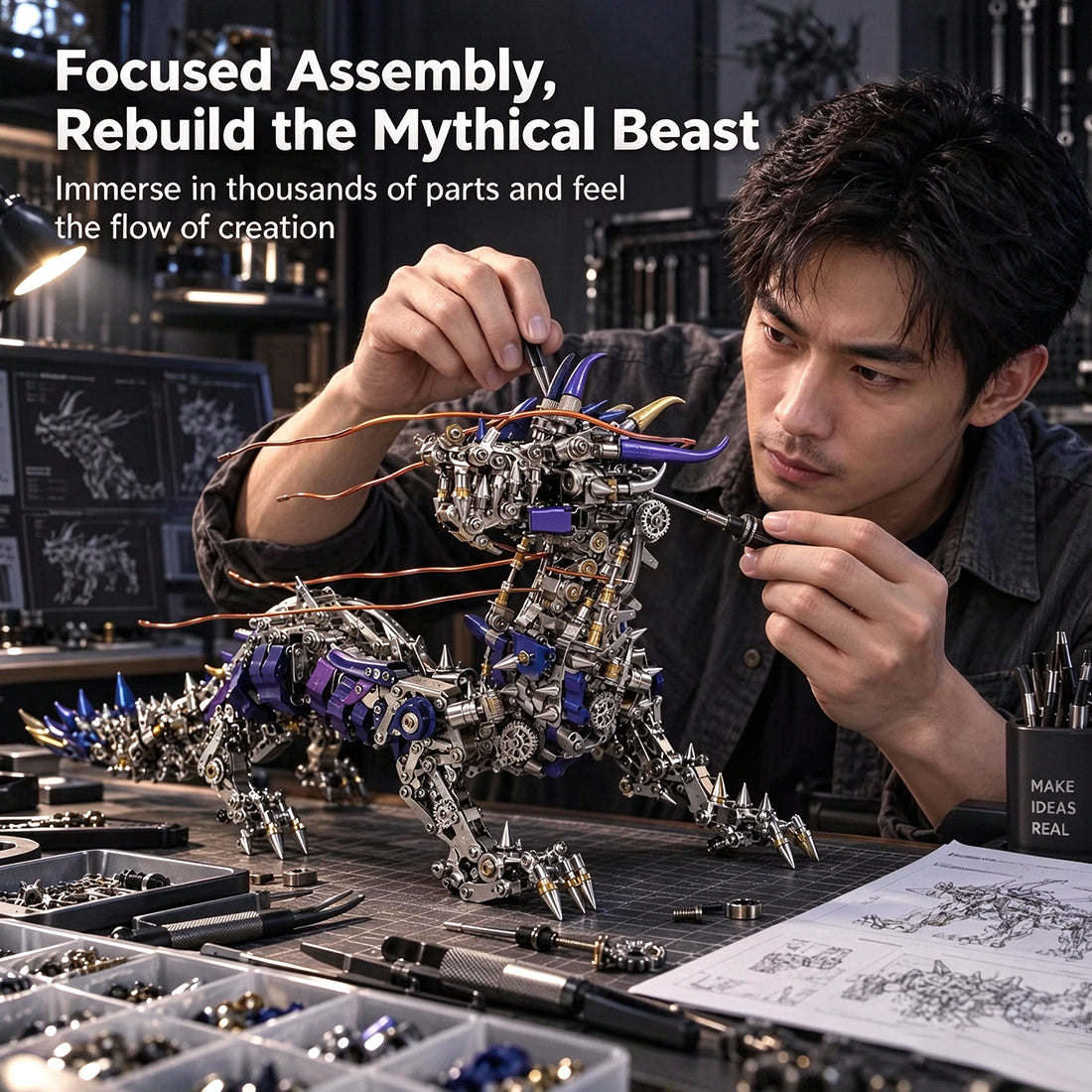 Steampunk Qilin Mythical Creature Metal Puzzle Assembly Kit - VICTMAX