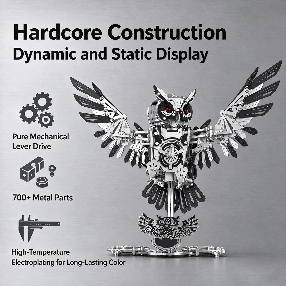 Metal Puzzle Dynamic Mechanical Owl DIY Assembly Kit 700+PCS