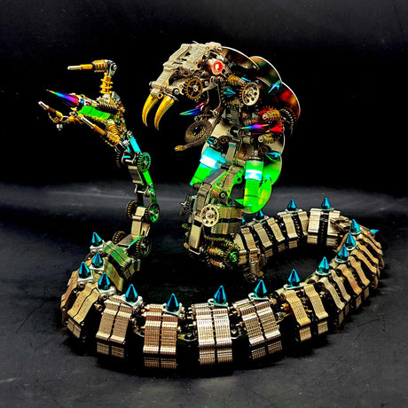 Realistic Mechanical King Cobra Metal Snake Model Kit DIY 1000+PCS Victmax