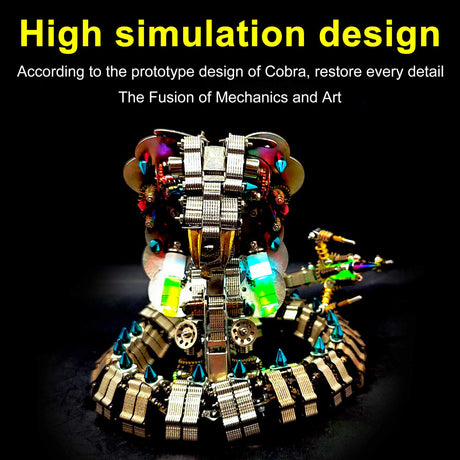 Realistic Mechanical King Cobra Metal Snake Model Kit DIY 1000+PCS Victmax