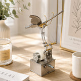 Animated Metal Butterfly Sculpture Displayed on Office Desk and Bookshelf - Victmax