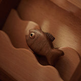 Wooden Ambient Fish Lamp Bionic Marine Biological Dynamic Model, Desktop Relaxation Decor - VICTMAX