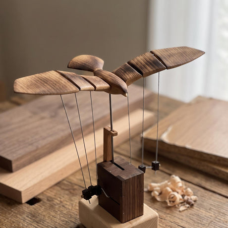 Wooden Bionic Bald Eagle Automaton with Dynamic Flapping Wings - VICTMAX