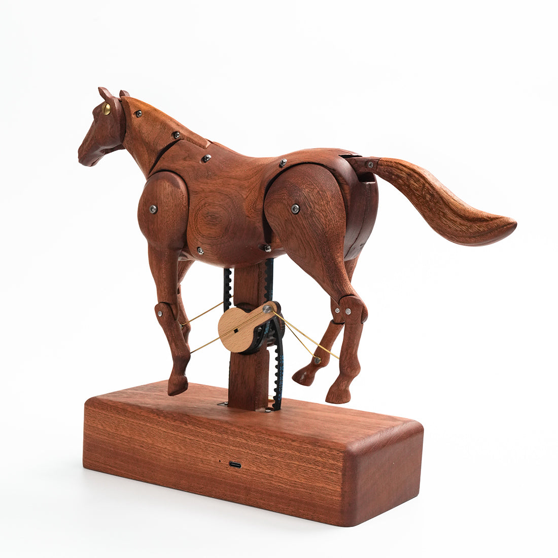 Mechanical Wooden Horse Automaton Model, Handcrafted Wood Dynamic Sculpture - VICTMAX