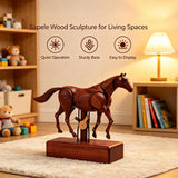 Mechanical Wooden Horse Automaton Model, Handcrafted Wood Dynamic Sculpture - VICTMAX
