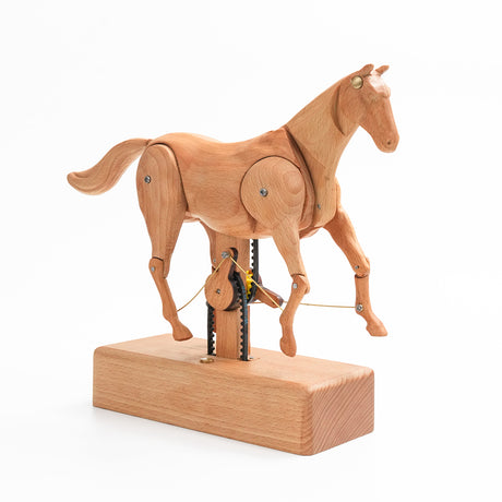 Mechanical Wooden Horse Automaton Model, Handcrafted Wood Dynamic Sculpture - VICTMAX