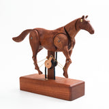 Mechanical Wooden Horse Automaton Model, Handcrafted Wood Dynamic Sculpture - VICTMAX