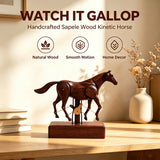 Mechanical Wooden Horse Automaton Model, Handcrafted Wood Dynamic Sculpture - VICTMAX