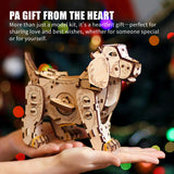 3D Wooden Puppy Model Kit 220PCS Wind Up Walking Mechanical Dog DIY Assembly - VICTMAX
