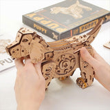3D Wooden Puppy Model Kit 220PCS Wind Up Walking Mechanical Dog DIY Assembly - VICTMAX