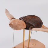 Walnut and Beech Wooden Sea Turtle Model with Handcrafted Shell Texture and Kinetic Motion Design - Victmax