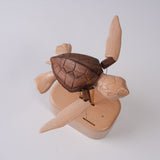 Wooden Sea Turtle Model, Dynamic Mechanical Sculpture with Swimming Motion, Handcrafted Ocean Creature Desk Decor in Walnut and Beech Wood - Victmax