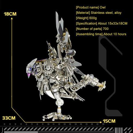 Metal Puzzle Mechanical Nocturnal Owl Animal Assembly Model Kit (700+PCS)