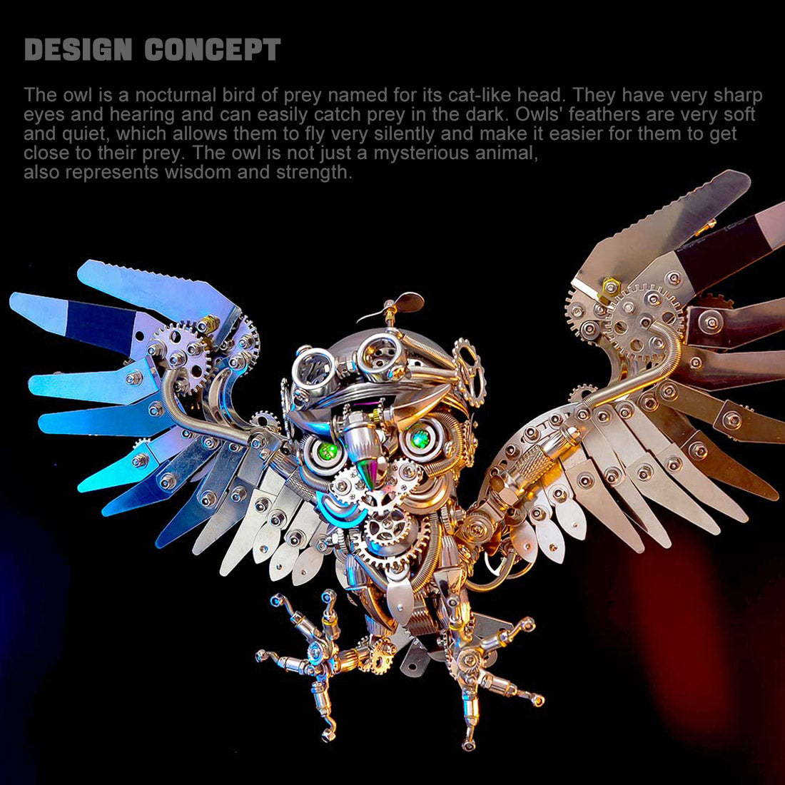 Metal Puzzle Mechanical Nocturnal Owl Animal Assembly Model Kit (700+PCS)