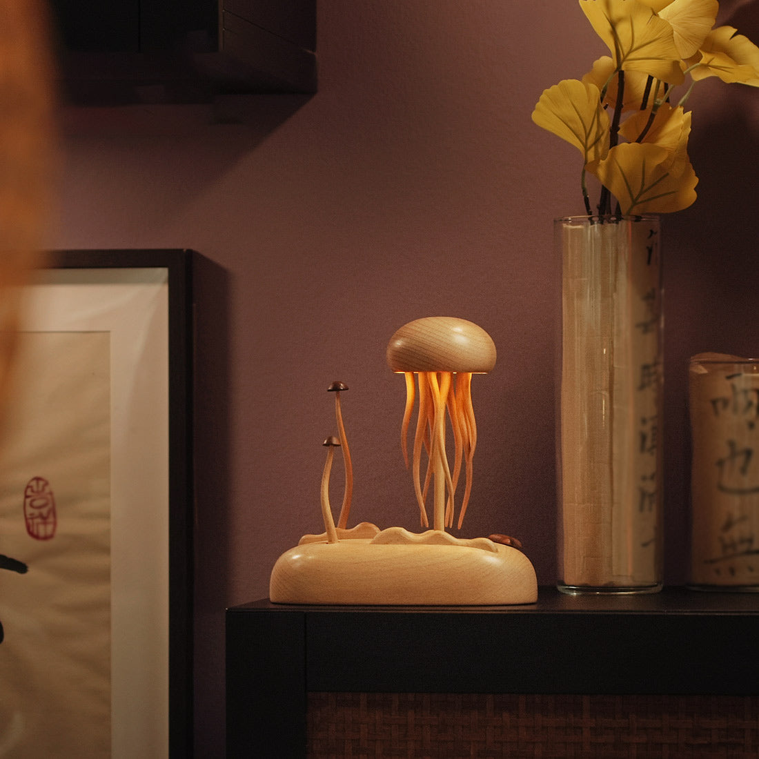 Mechanical Wooden Jellyfish Bionic Marine Biological Dynamic Model, Desktop Relaxation Decor - VICTMAX
