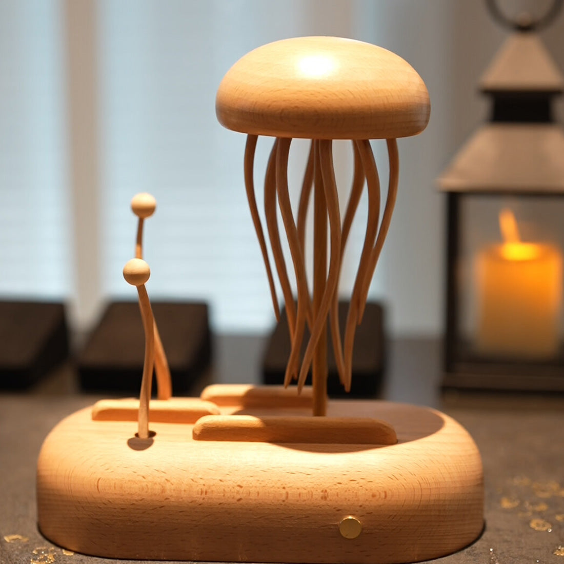 Mechanical Wooden Jellyfish Dynamic Motion Desk Decor - VICTMAX
