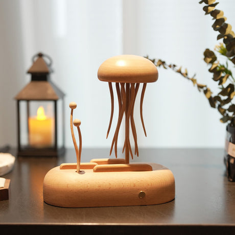 Mechanical Wooden Jellyfish Dynamic Motion Desk Decor - VICTMAX