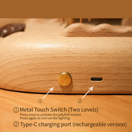 Mechanical Wooden Jellyfish Bionic Marine Biological Dynamic Model, Desktop Relaxation Decor - VICTMAX